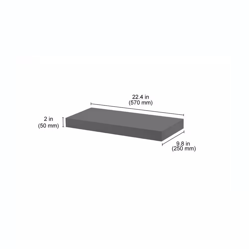 Dolle BIG BOY 22.4 in. W x 9.8 in. D x 2 in. Grey MDF Floating Decorative Wall Shelf with Brackets