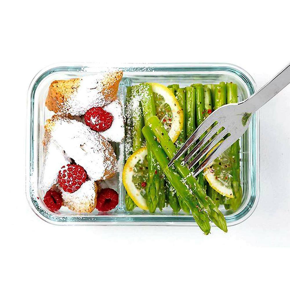 Glasslock Duo 5-Piece Clear Glass Microwave Safe Divided Food Storage Containers Set