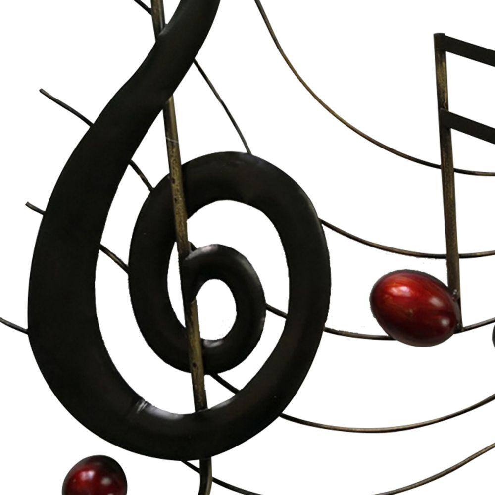 Benzara Black and Copper Metal Wall Music Notes Musical Sound Bar
