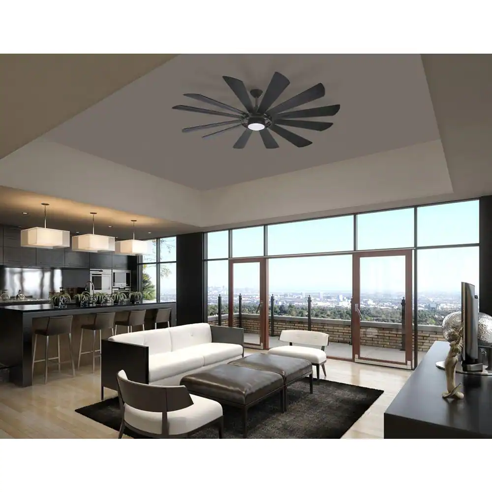MINKA-AIRE Windmolen 65 in. Integrated LED Indoor/Outdoor Textured Coal Smart Ceiling Fan with Light Kit with Remote Control