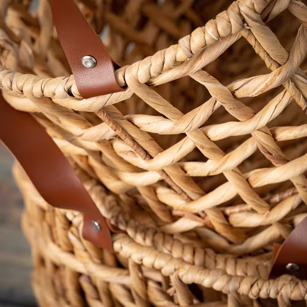 SULLIVANS 13 in., 14.5 in. and 16.5 in. Open Weave Handled Baskets - Set of 3; Brown