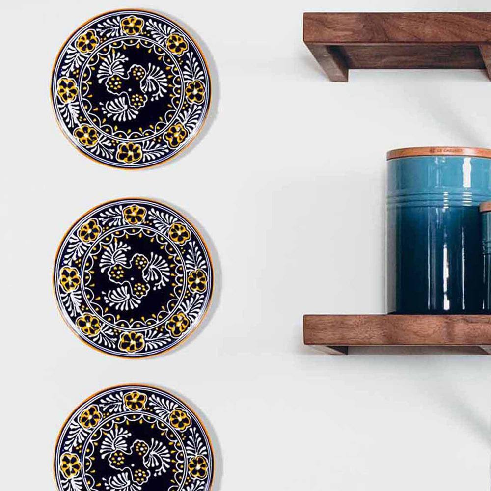 Global Craft Mexican Blue Pottery Trivet or Wall Decor