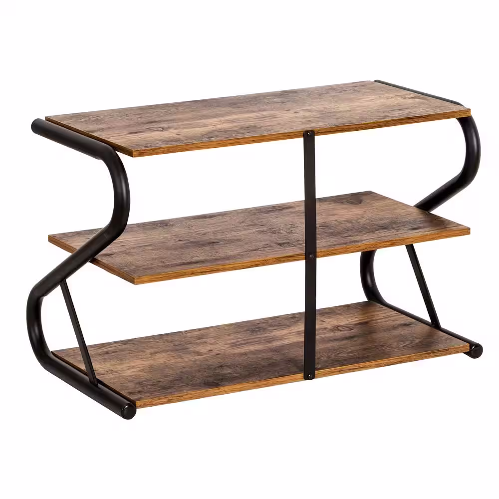 Honey-Can-Do 16 H 9-Pair 3-Tier Brown Wood Shoe Rack
