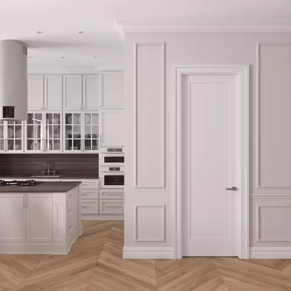 RESO 28 in.  x 96 in. Right-Handed Solid Core Primed White Composite Single Pre-hung Interior Door Oil Rubbed Bronze Hinges