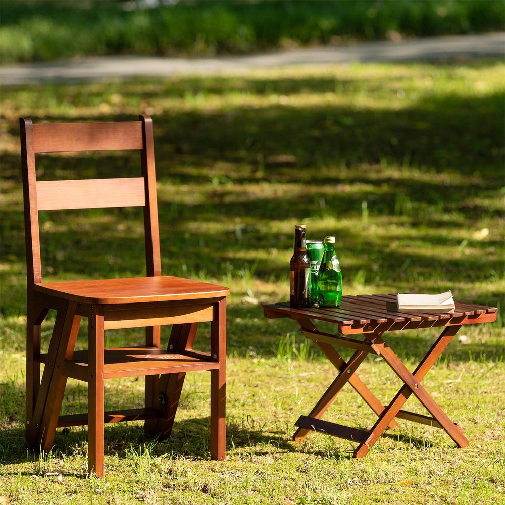 None 19.60 in. W Brown Square Espresso New Solid Wood Folding Tables