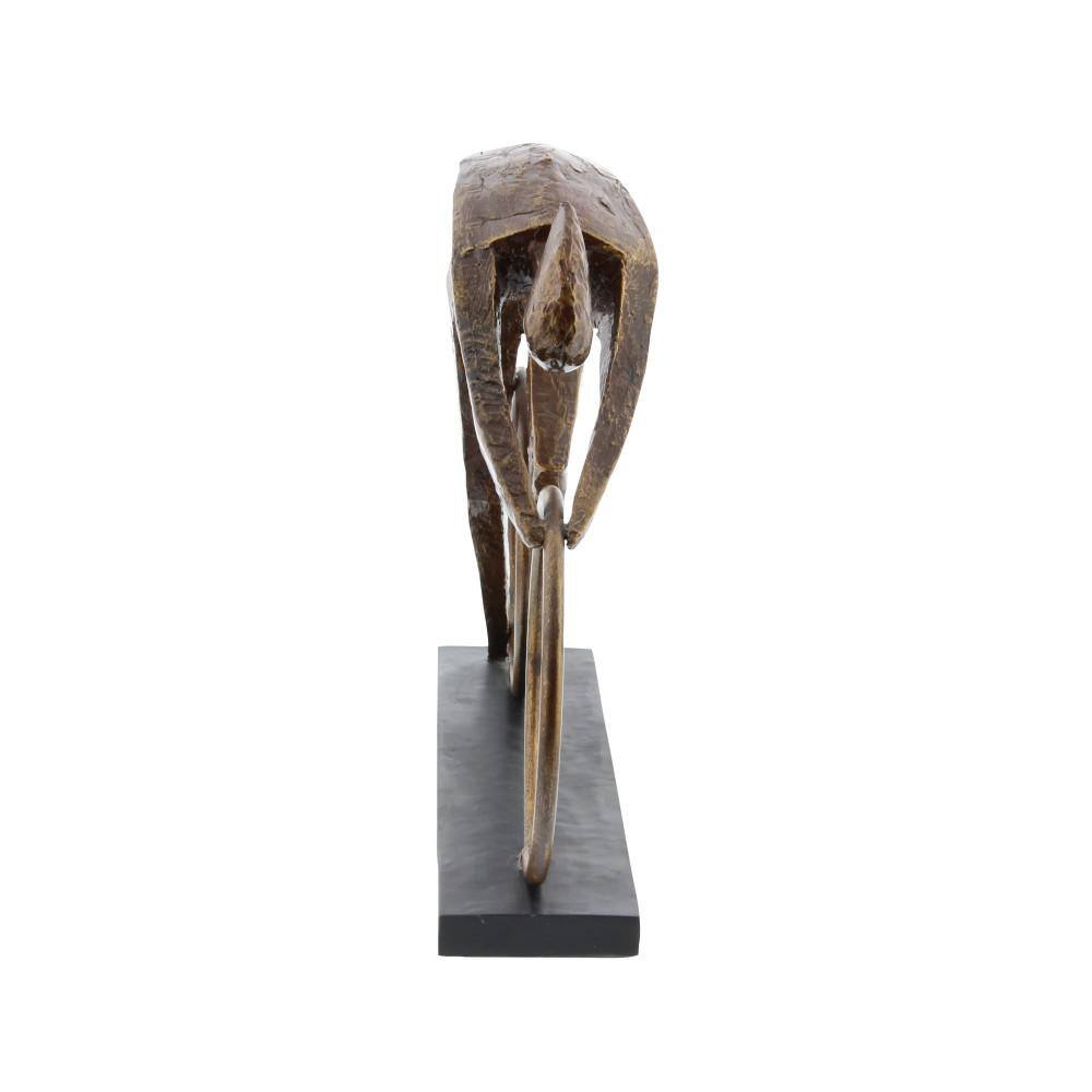 Litton Lane Brown Polystone People Sculpture with Bike