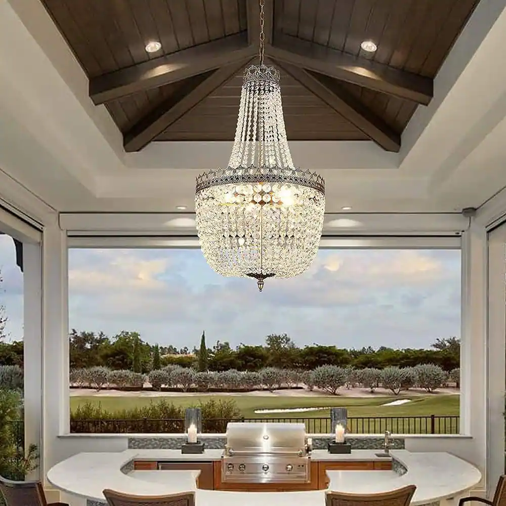 Maxax Cheyenne 5-Light Untique Bronze Unique/Statement Empire Chandelier with Crystal Accents