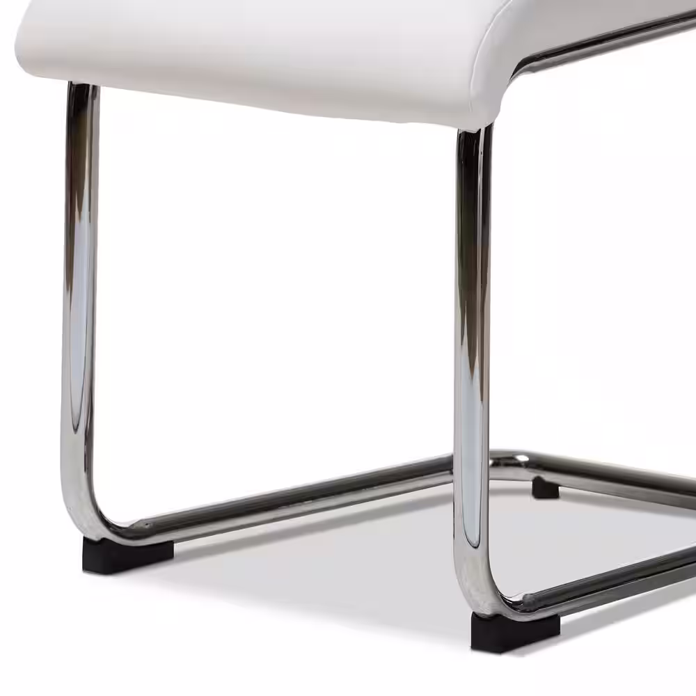 Baxton Studio Marlys White Faux Leather Upholstered Dining Chair (Set of 4)