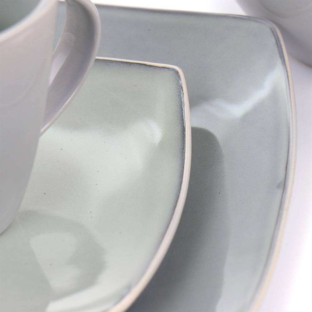 None Soho Lounge 16 Piece Stoneware Dinnerware Set in Light Grey