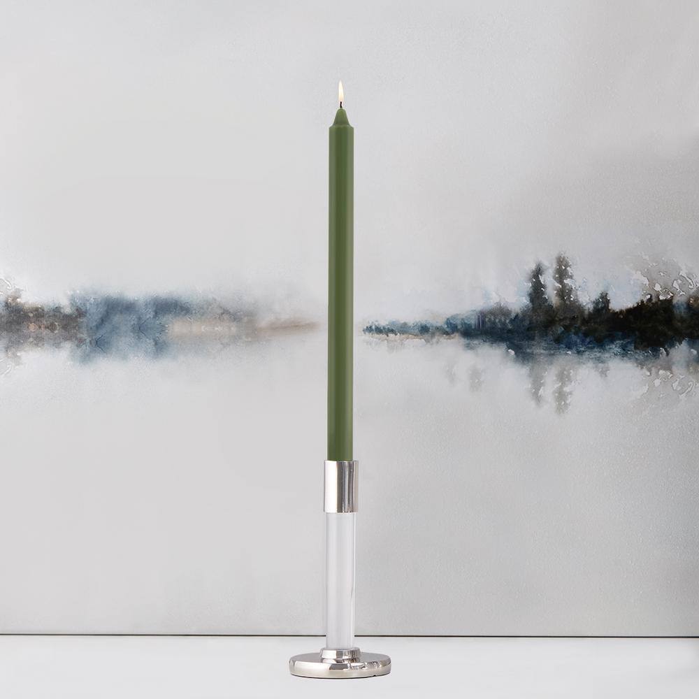 ROOT CANDLES Smooth Arista 12 in. Dark Olive Unscented Taper Candle (Set of 12)
