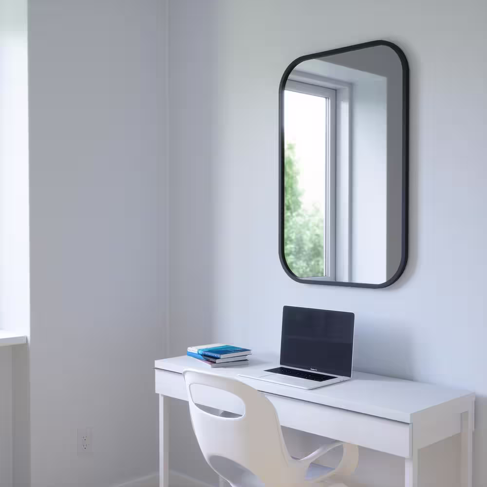 Umbra Hub 36 in. H x 24 in. W ContemporaryÂ ModernÂ Rectangle Framed Black Mirror
