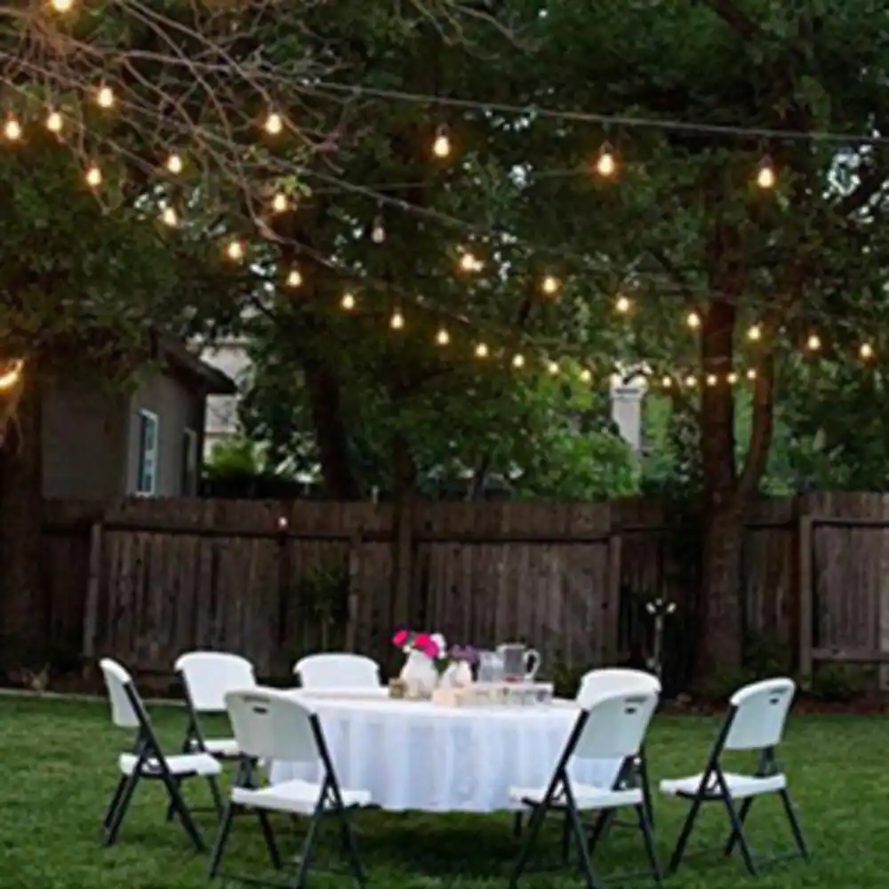 Ledpax Technology 48 FT LED Outdoor\Indoor Waterproof String Lights, 15 Sockets, 16 S14 LED Edison Bulbs, Black
