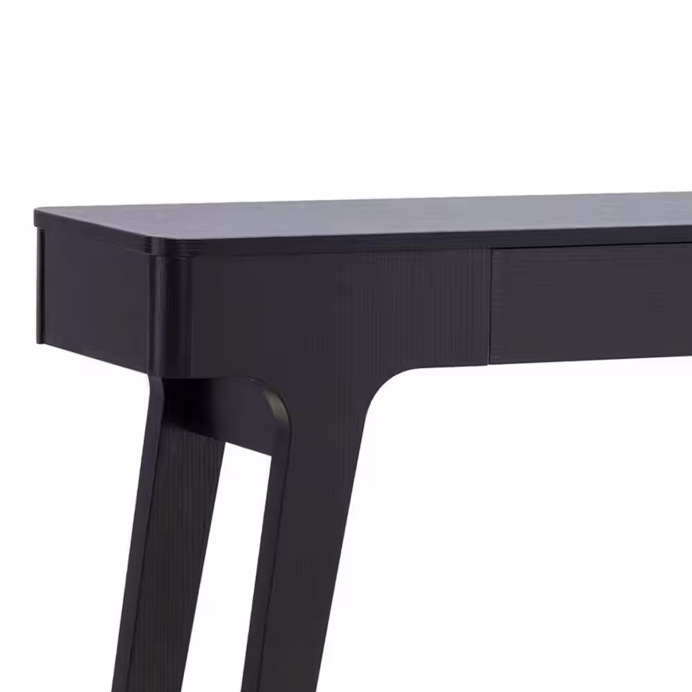 Benjara 47.24 in. Black Rectangle Wood Console Sofa Table with 1 Drawer and Bottom Shelf