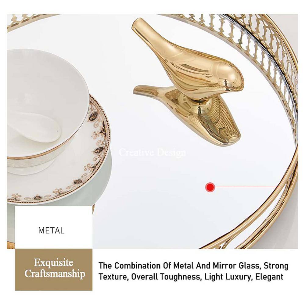 None Metal Handles Decorative Glass Mirror Centerpieces Organizer And Storage Perfume Jewelry Holder Serving Tray